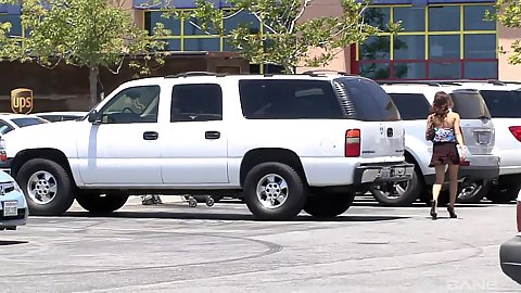 Wearing miniskirt with sunglasses public parking lot pick up from astonishing latina dame milf Renae Cruz