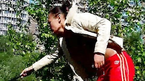 Teen gf going up by the pond