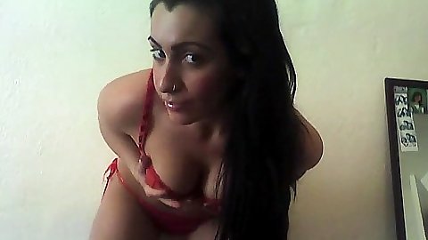 Cute lingerie babe filming herself on webcam