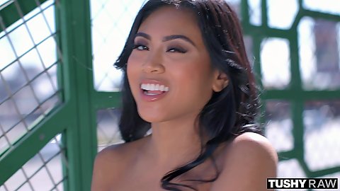 Ember Snow wearing lingerie as well as fishnet sucking dickpole from medium boobs awesome butt asian enchanting broad