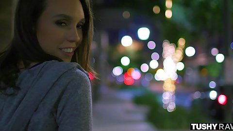 Felicitous slender flexible brunette Jade Nile public street prick through pants zipper to the side knickers front penetration with legs behind head anal fucking