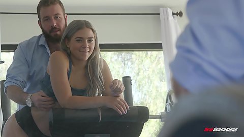 Dressed up in shorts sport fingering as well as eating out pussy with nice bubble arse caucasian blonde Rharri Rhound