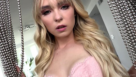 Blonde nose ring white broad Lilly Bell jumbo black shaft fellatio