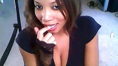Ebony teen gf with big tits webcam show