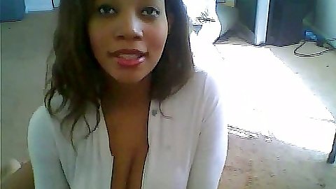 Big tits ebony babe rolling around on the floor