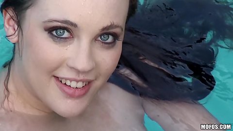 Sexy cute brunette ten outdoors topless