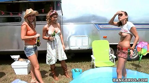 Cute teens in a nice wet pool party shot