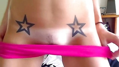 Tattoos and shaved pussy solo teen masturbation