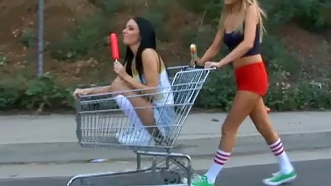 Two hot teens attack huge likable cock