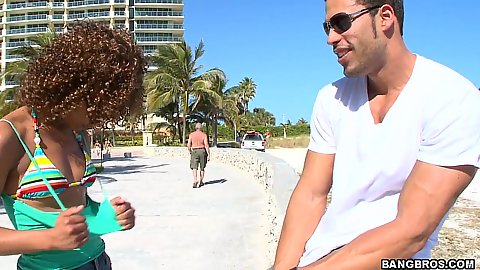 Hot black chick goes for a walk with a big dick