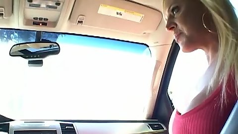 Busty chick goes for a drive with huge black cock