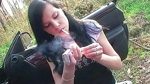 POV blowjob from smoking brunette gf