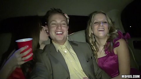 Horny slut party in the limo