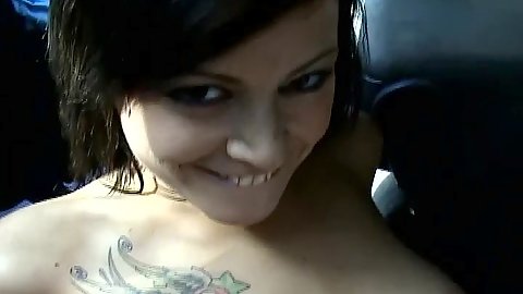 Chick hard fucked behind a car