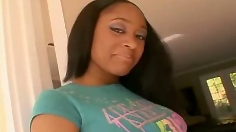 Ebony big tits gf with tight ass shorts