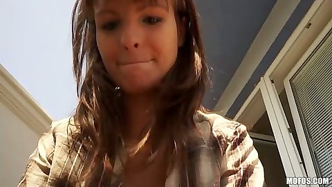 Half dressed gf Romaneta Rosse home video on balcony in public sex moaning