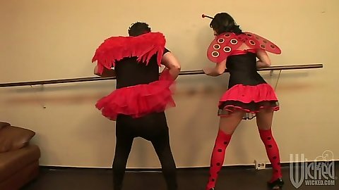 Brunette Jennifer Dark posing like a fucking bug in a mini skirt
