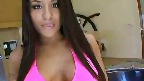 Latina in bikini naked sucking ildo