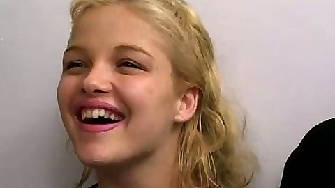 Teen latina Lanny Barbie smiling and jerking two cocks