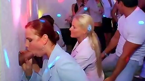 Glory hole party blowjob from sexy sluts