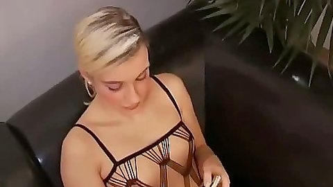 Small tits gf wearing sexy fishnet top pov big dick blowjob