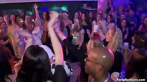 Teen college dancing while at the group club