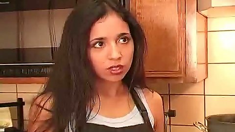 Brunette Theresa doing some cooking