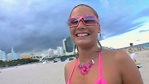 Bikini outdoor girl Flower Tucci showing her big booty