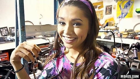 Nice looking young latina picked up for some striptease Serena Torres