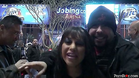 Group outdoor on the streets and a blowjob in the night with Britney Stevens