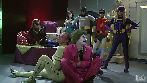 Batman and robin parody Tori Black with lone girl