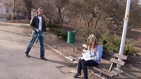 Picking up young college sweetheart with Abigaile Johnson outdoors
