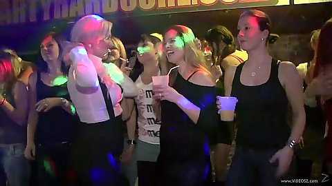 Girls office the hired male stripper during coed heated party