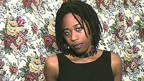 Cute hairy black girl amateur Estrella in her first time video