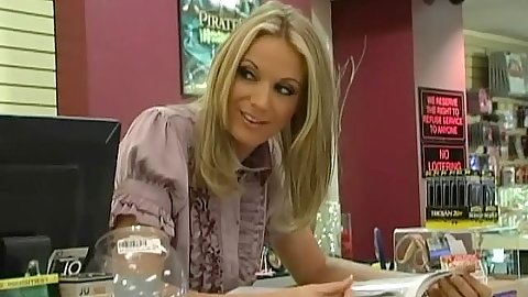 Cute chick comes in sex shop for a new dildo