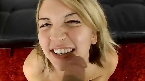 Cute and innocent looking white girl Casey Dean sucking black penis pov