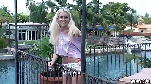 Stunning teen Halle Von in public the next door neighbor fuck