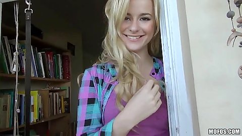 Gorgeous latina teen Charlyse Angel wearing sexy hotpants shorts and a pov cock suck