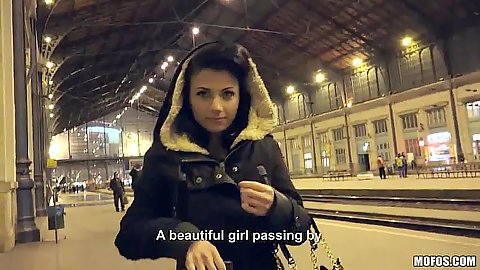 Caprice teen pick up at the public train station
